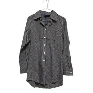 NWT KikiLynn checked black & white long sleeved cotton button down shirt